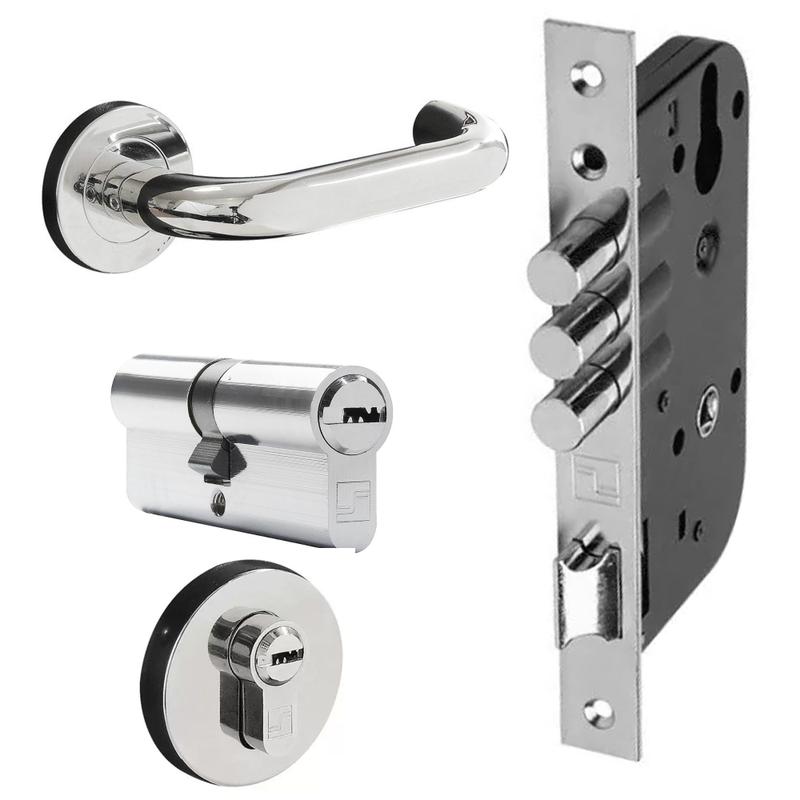 Fechadura Porta 3 Pinos Cil 9cm Multiponto Maçaneta FAN9003P